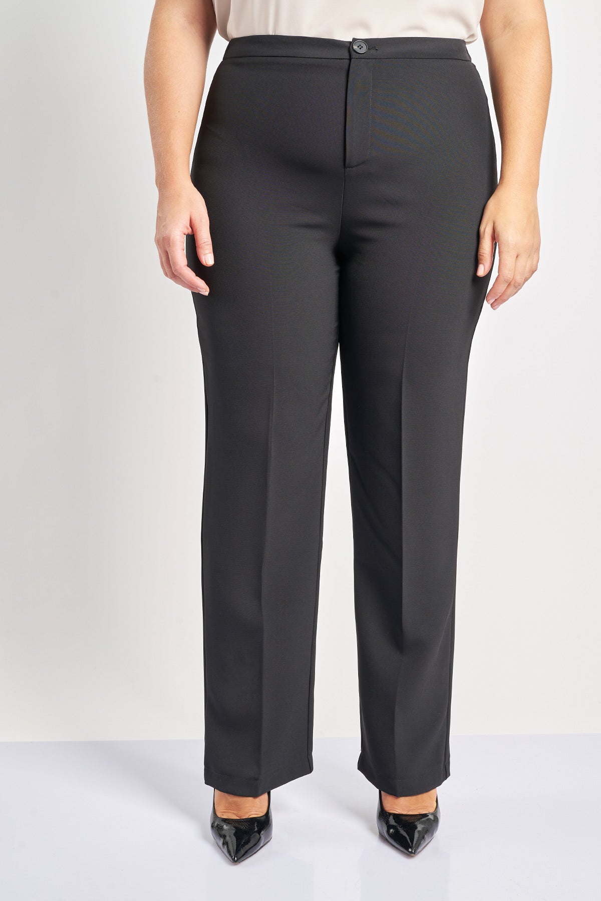 Tailored crepe straight cut trousers - Black