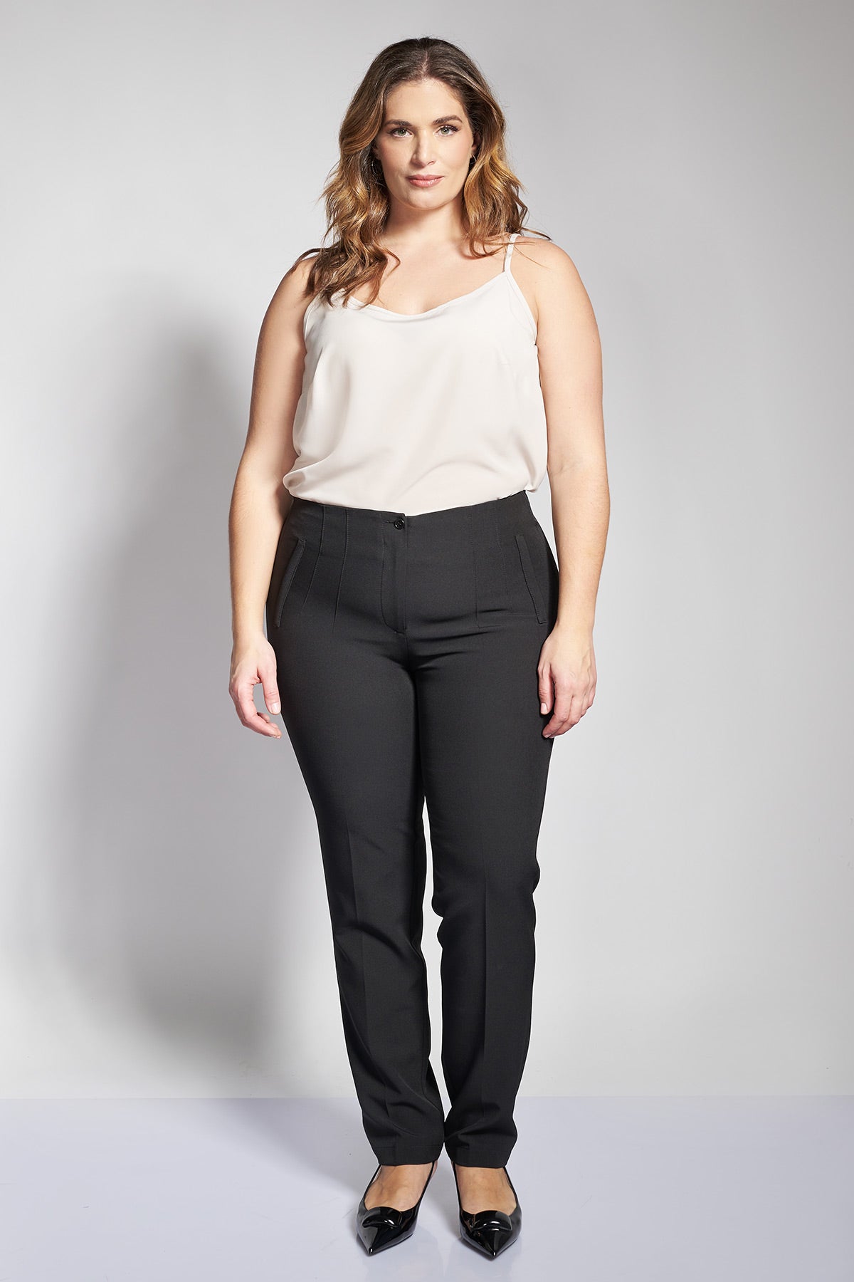 Tailored crepe slim trousers - Black