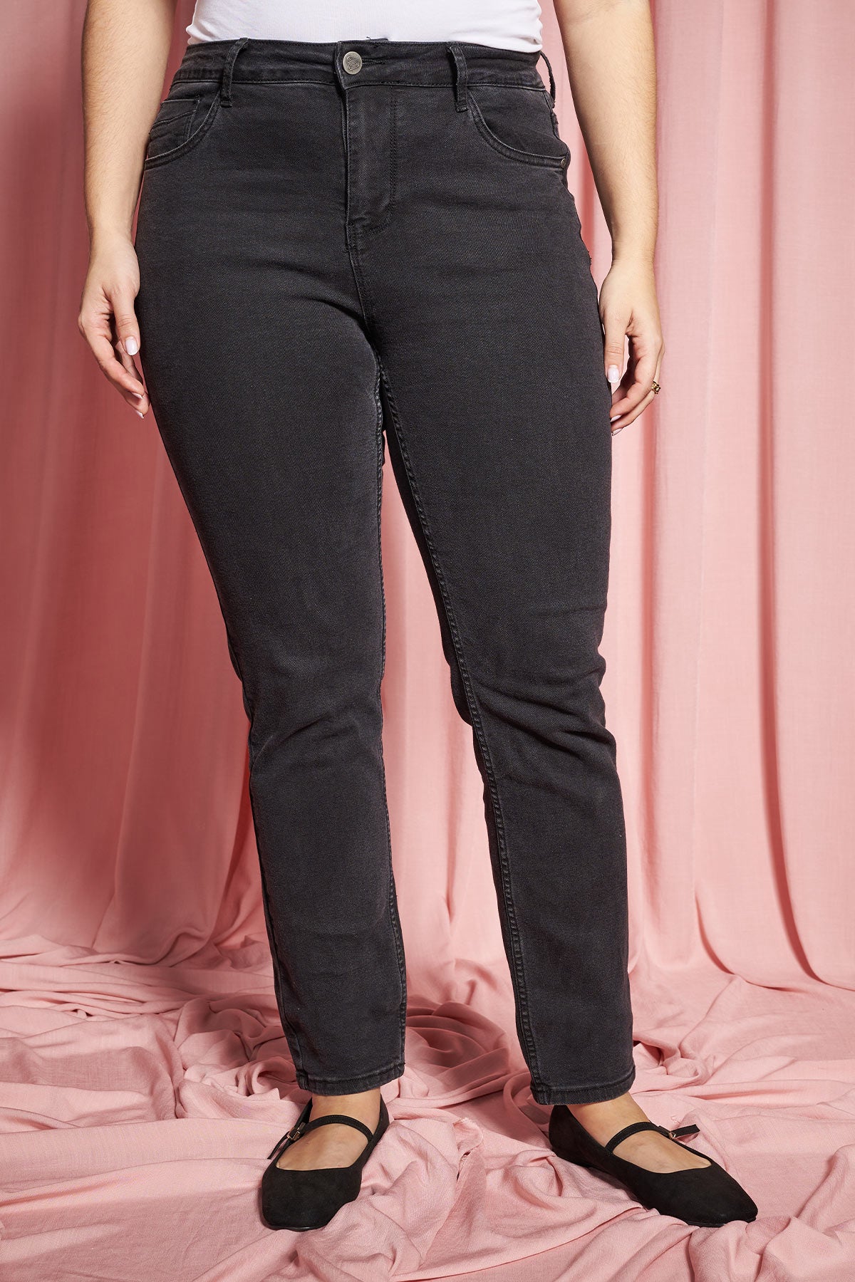 Slim fit denim black trousers - Black