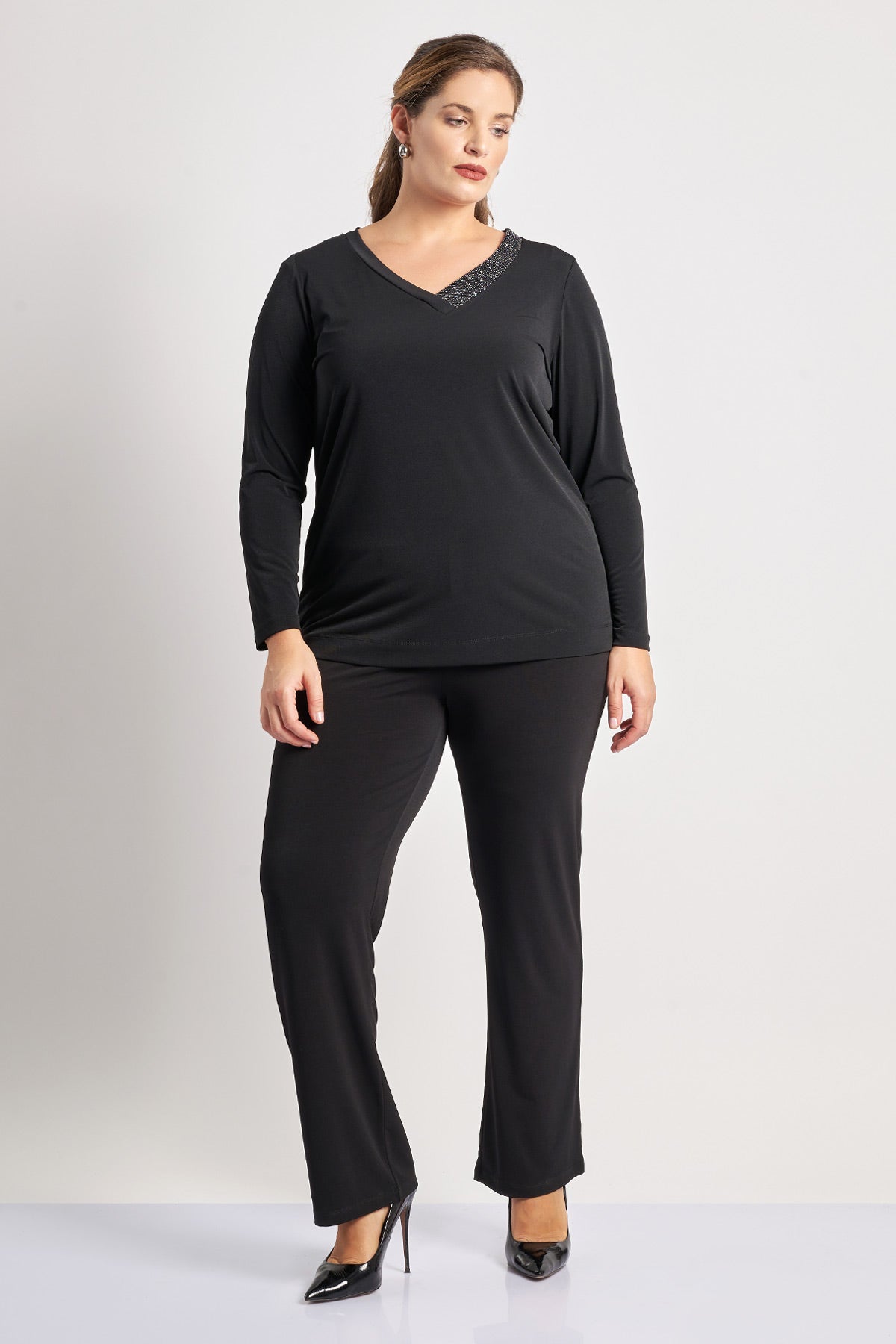 Jersey trousers with elastic waistband - Black
