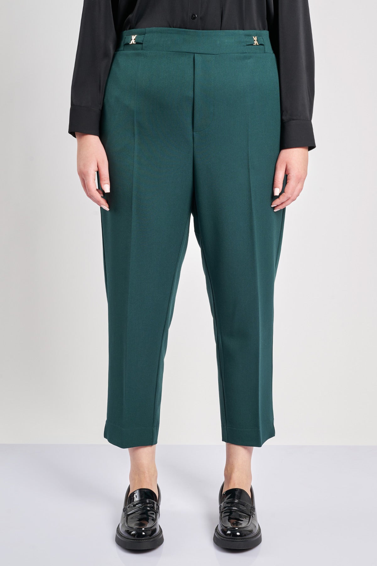 Peg twill TR trousers with metal details - Green