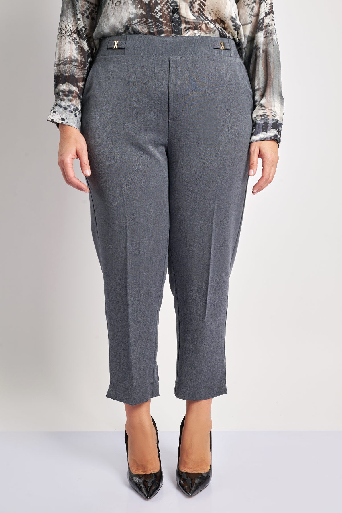 Peg twill TR trousers with metal details - Grey