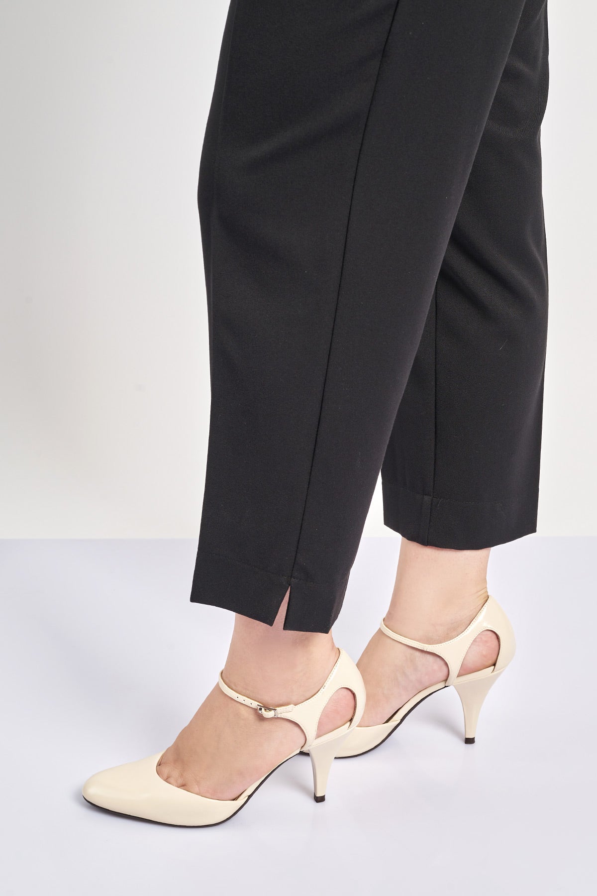 Peg twill TR trousers with metal details - Black