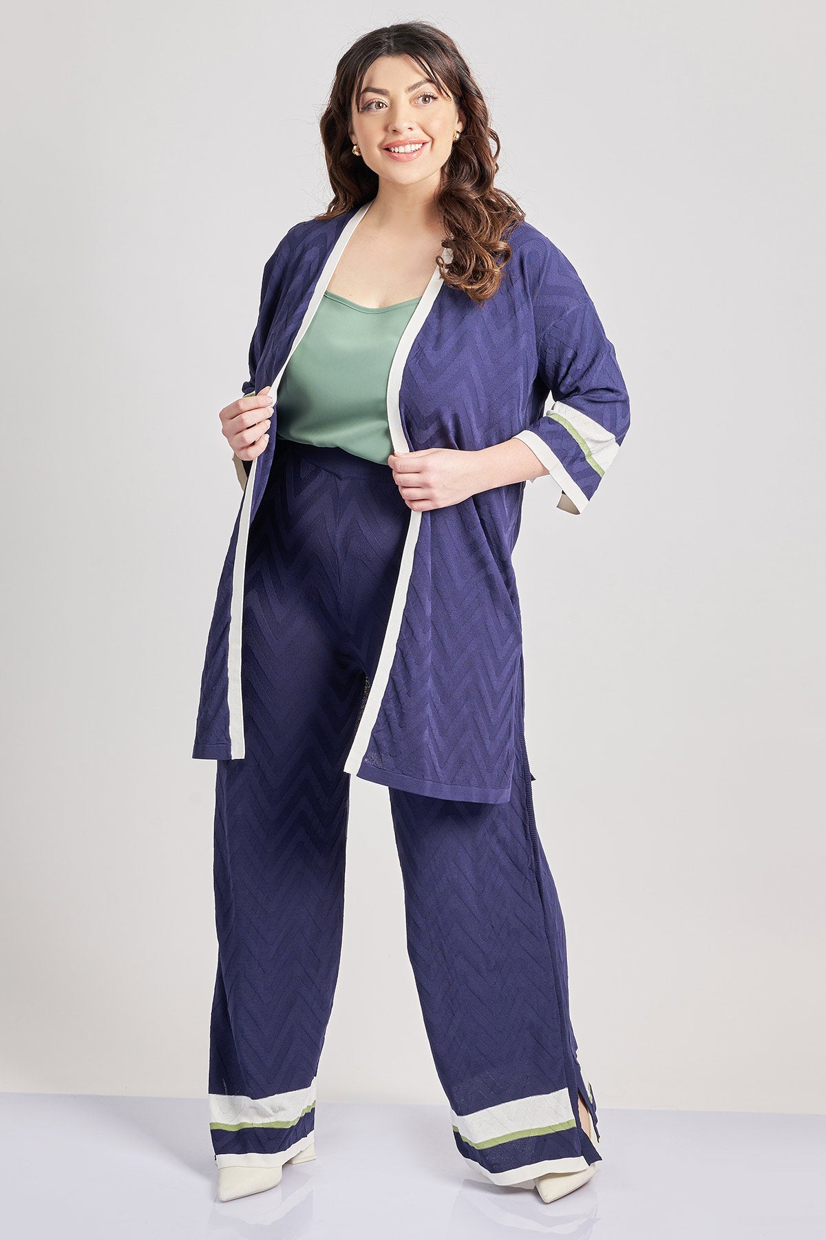 Knit embossed trousers - Blue