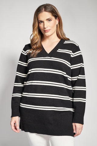 Striped knitted top - Black