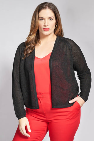 Knitted lurex open front bolero - Black
