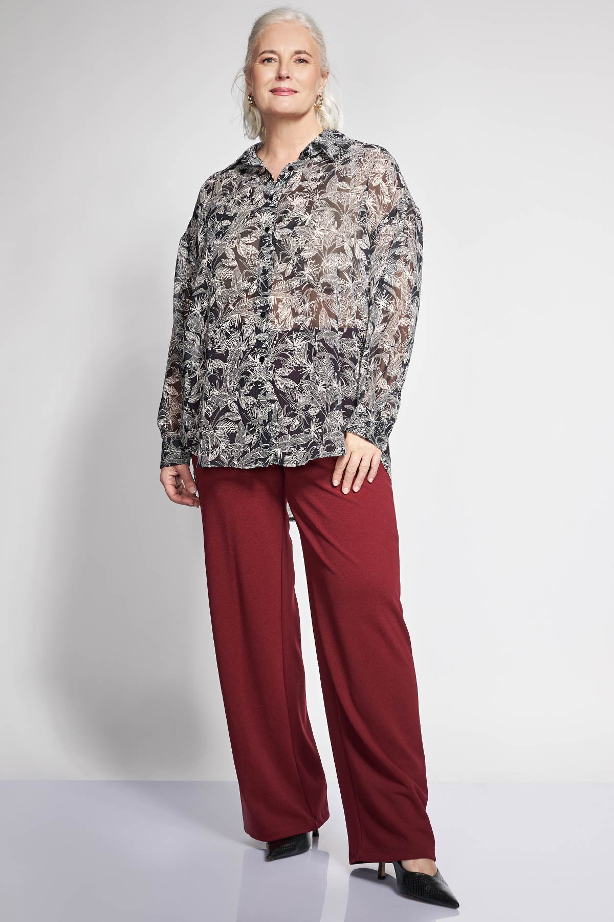 Semi-sheer floral print shirt - Multicolor