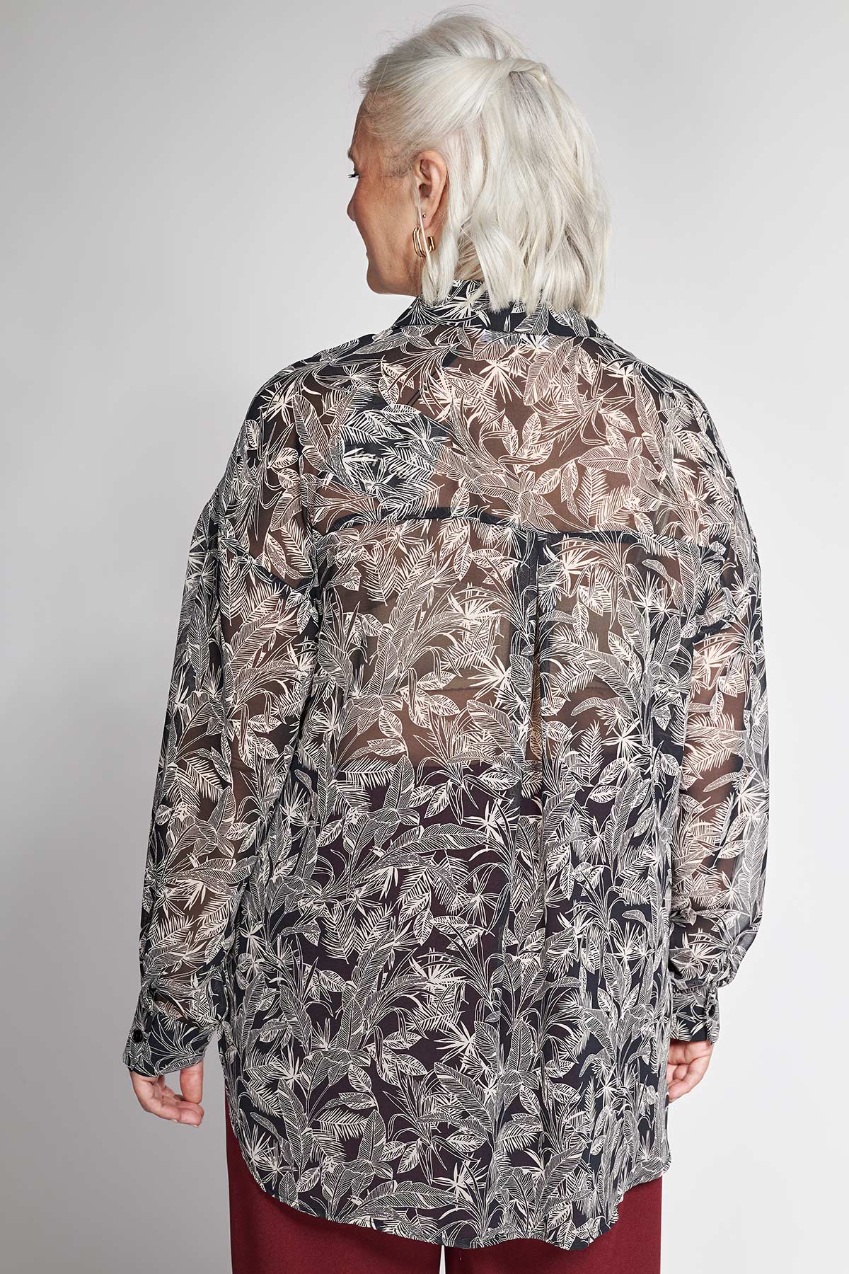 Semi-sheer floral print shirt - Multicolor