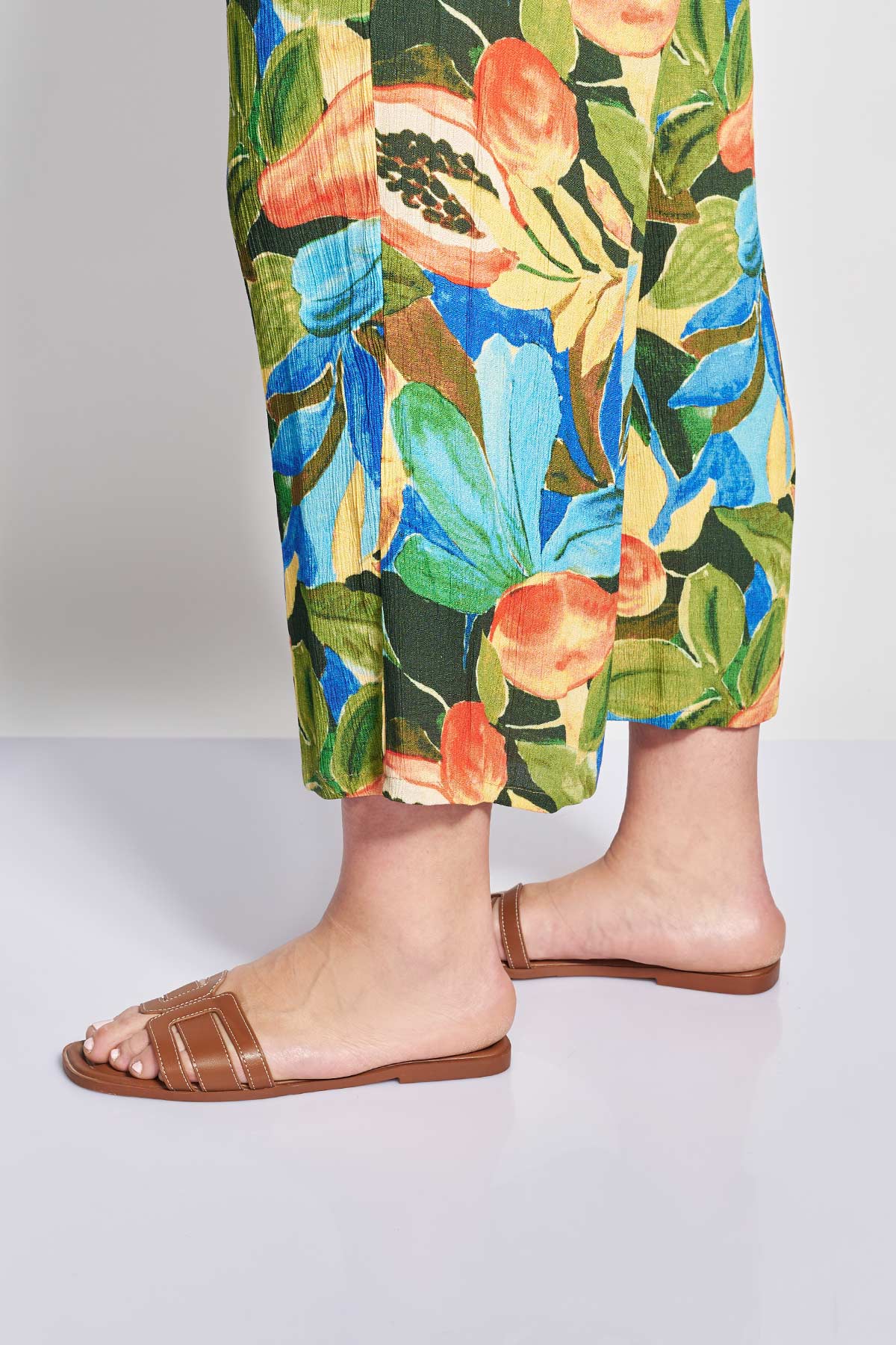 PRBT Exotic Print Lightweight Cropped Trousers - Green