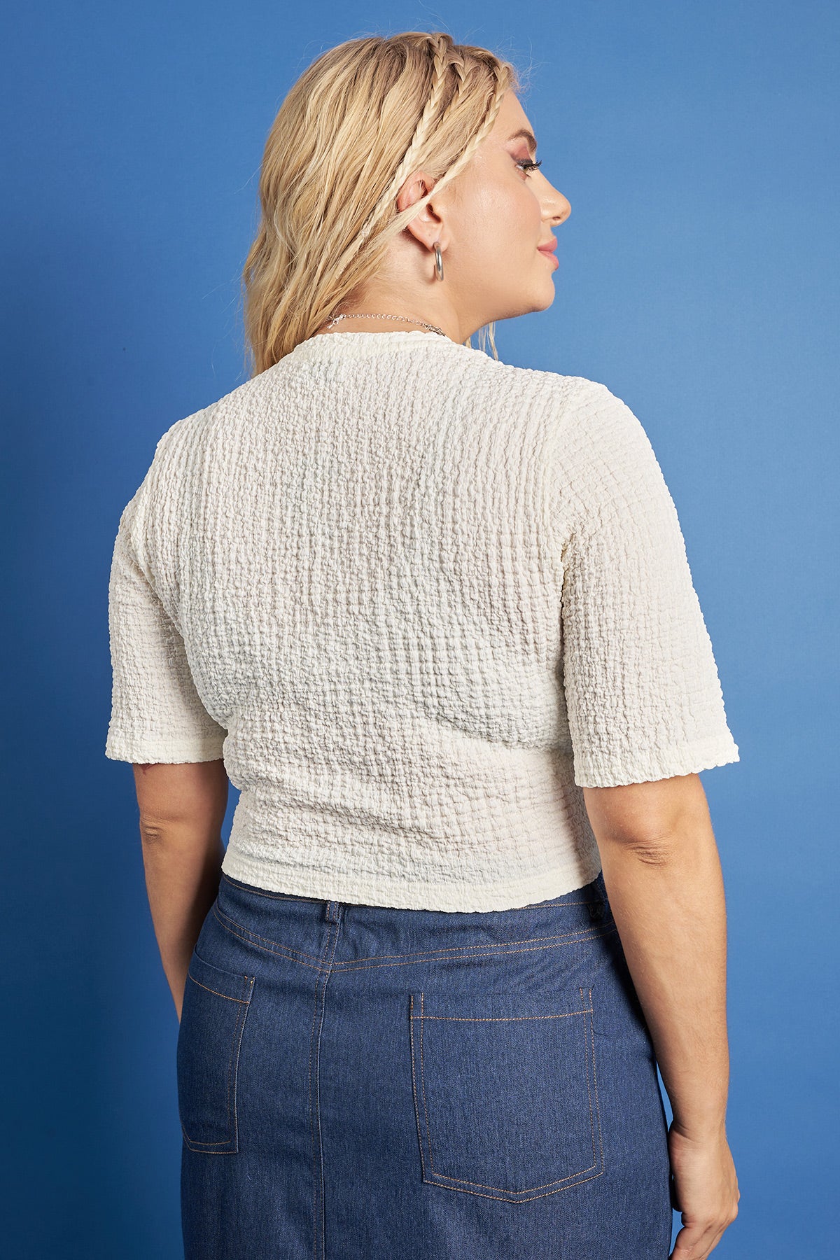 PRBT Cropped crinkled top - Ecru
