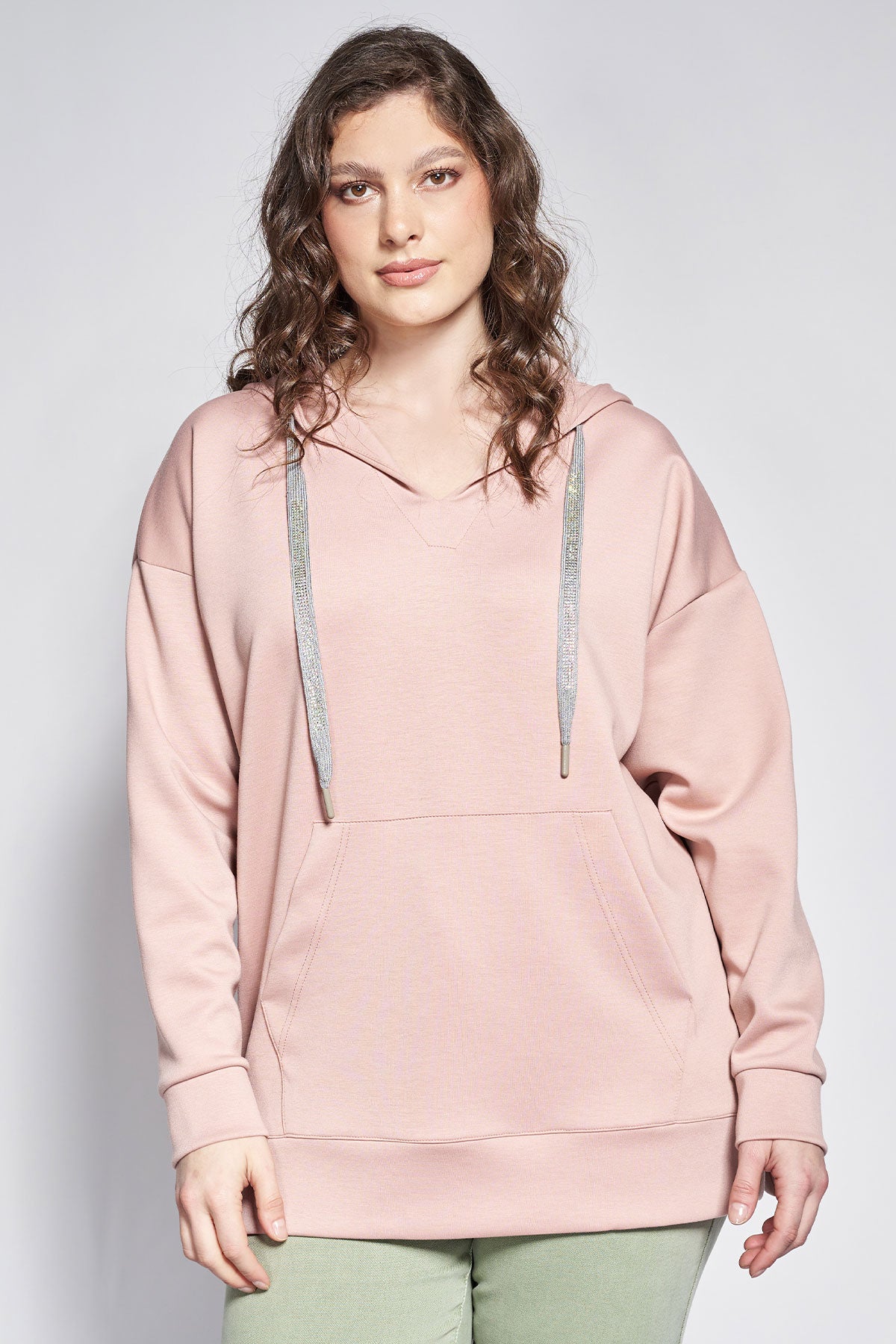 PRBT hoodie soft touch with strass details - Pink