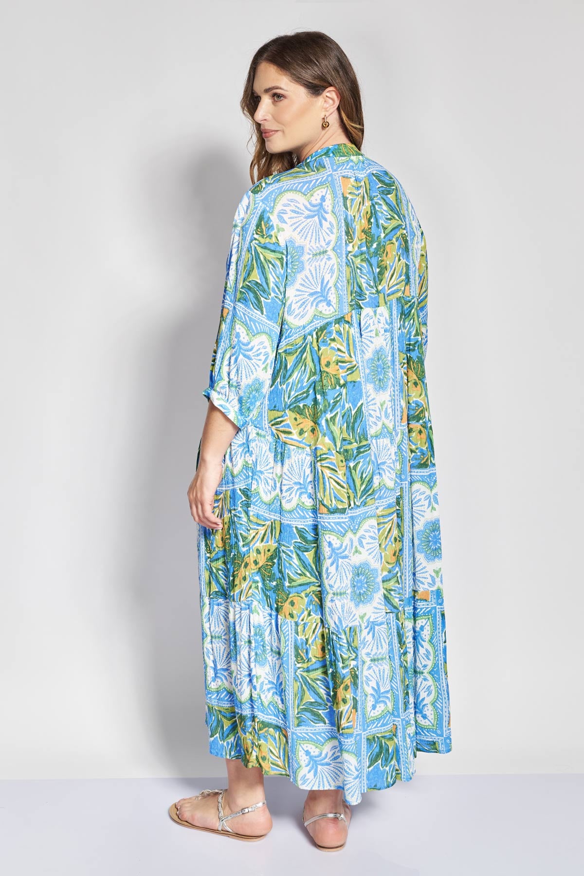 PRBT Boho Printed lightweight viscose maxi dress - Royal Blue