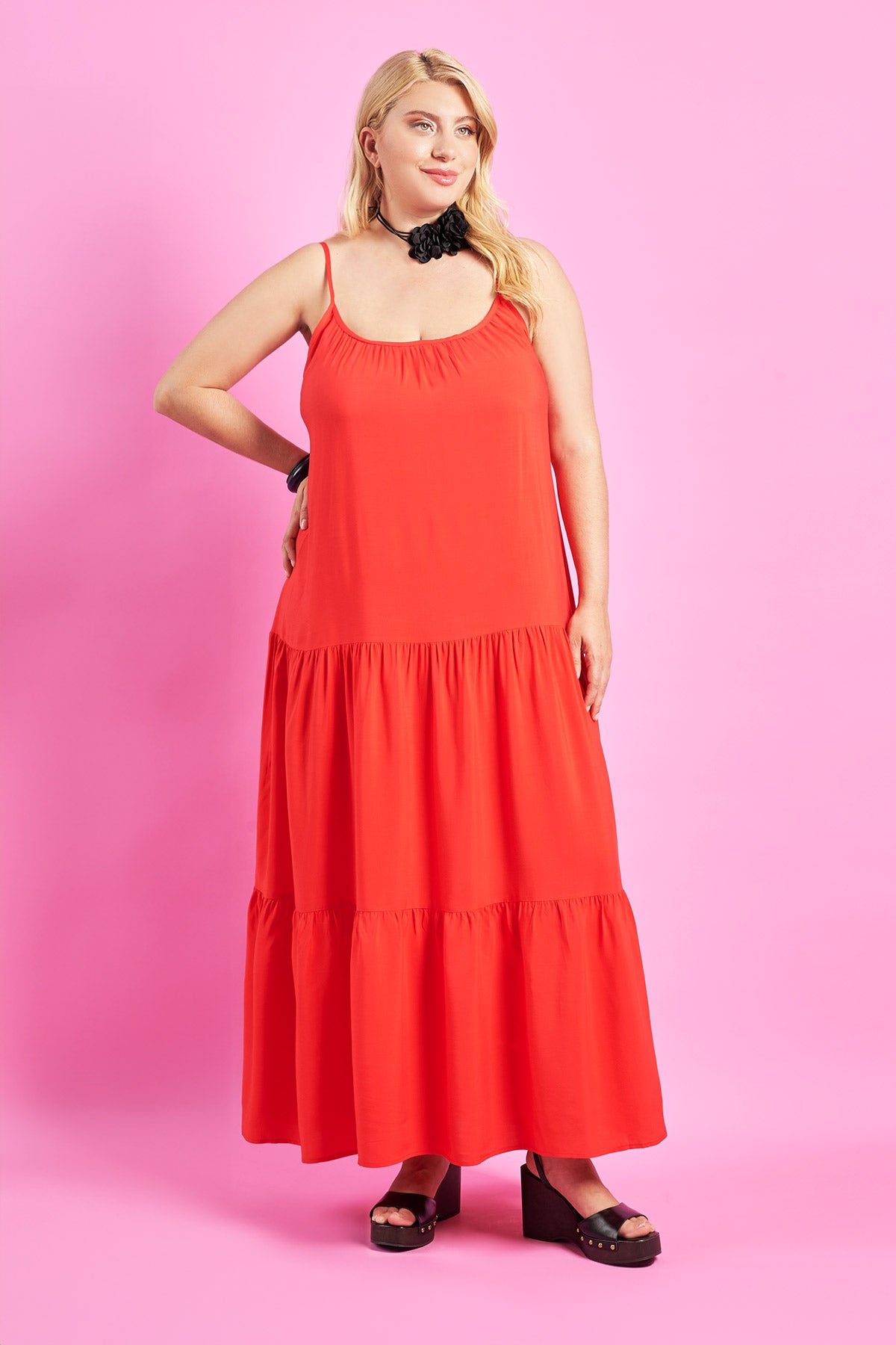 PRBT Maxi rayon dress - Red