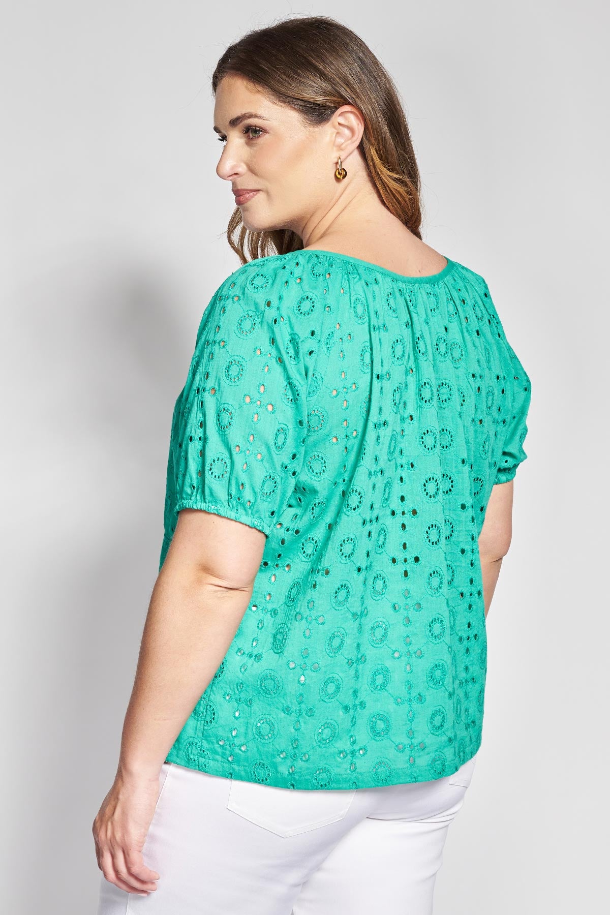 PRBT Broderie Anglaise Buttoned Blouse - Green