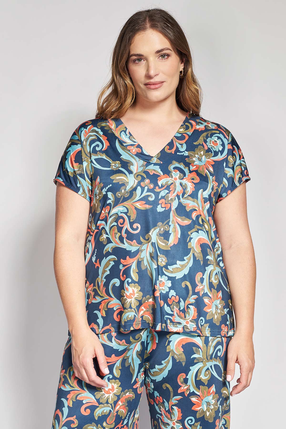PRBT Μπλούζα Zέρσεϊ με Εξωτικό Floral Print - Μπλε