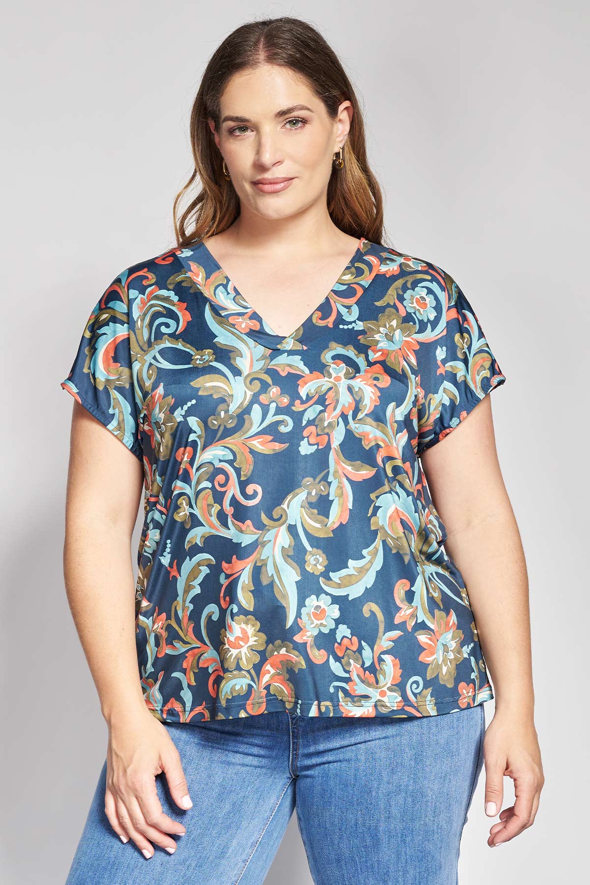 PRBT Μπλούζα Zέρσεϊ με Εξωτικό Floral Print - Μπλε