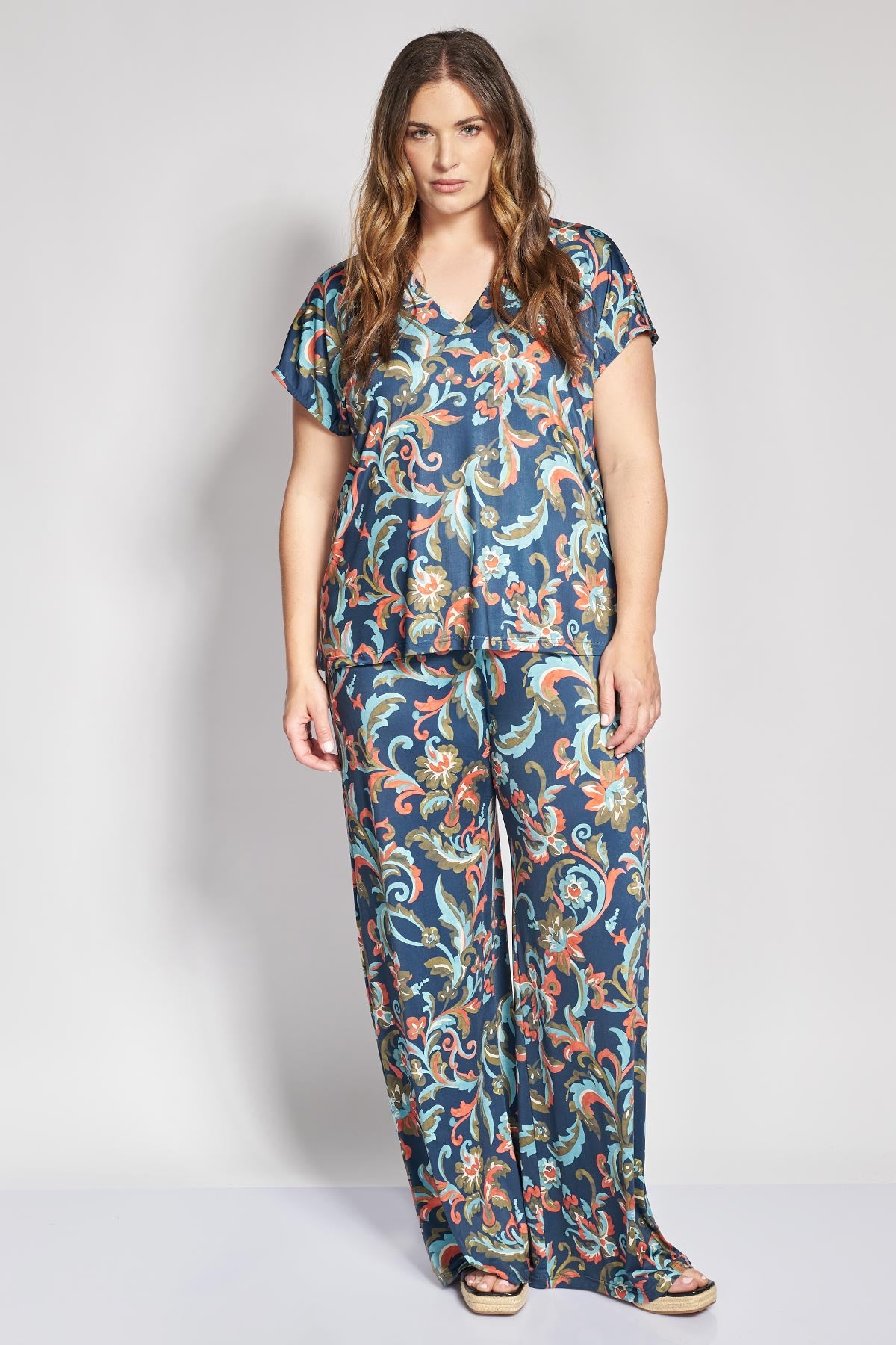 PRBT Μπλούζα Zέρσεϊ με Εξωτικό Floral Print - Μπλε