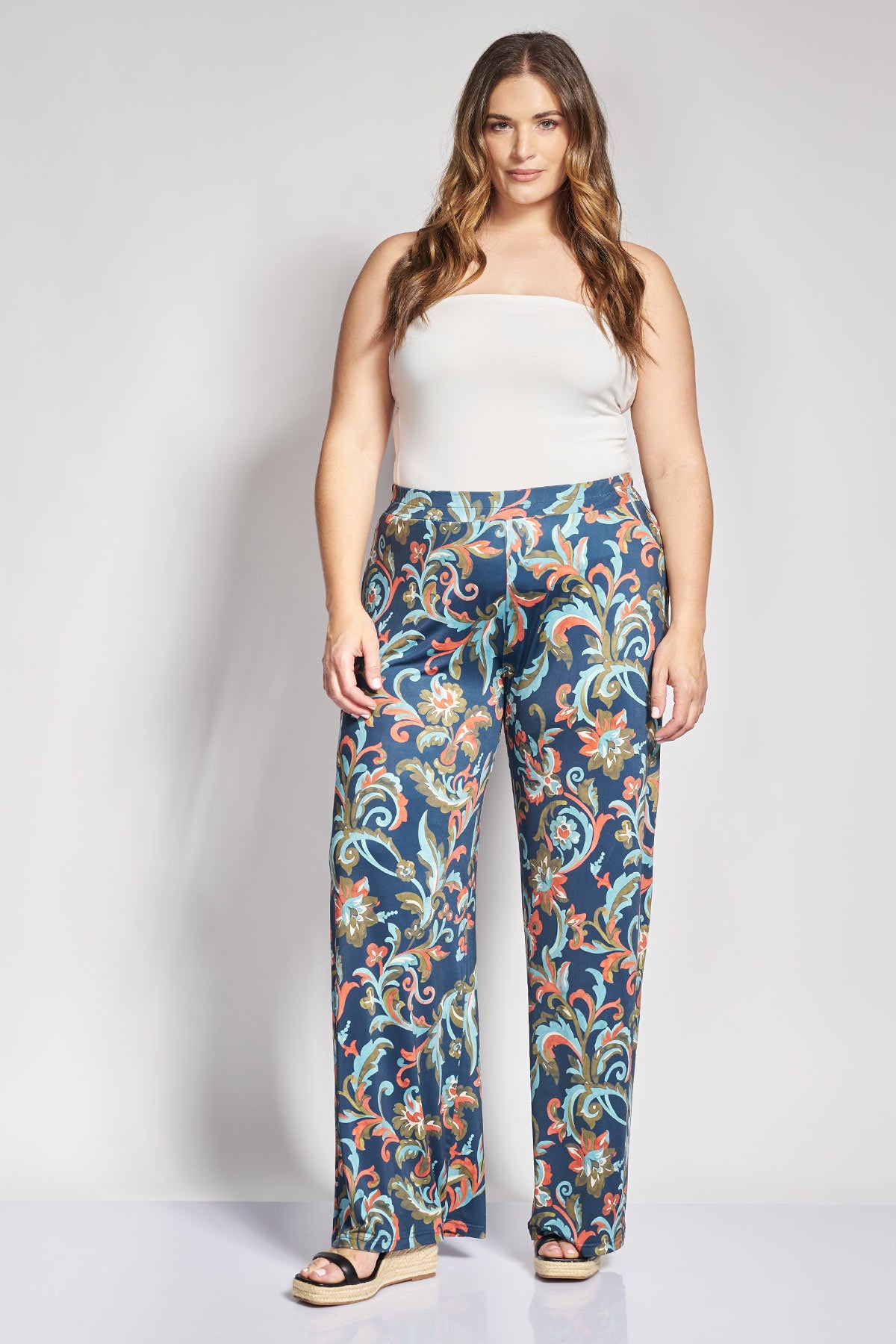 PRBT Παντελόνα Ζέρσεϊ με Floral Print - Μπλε