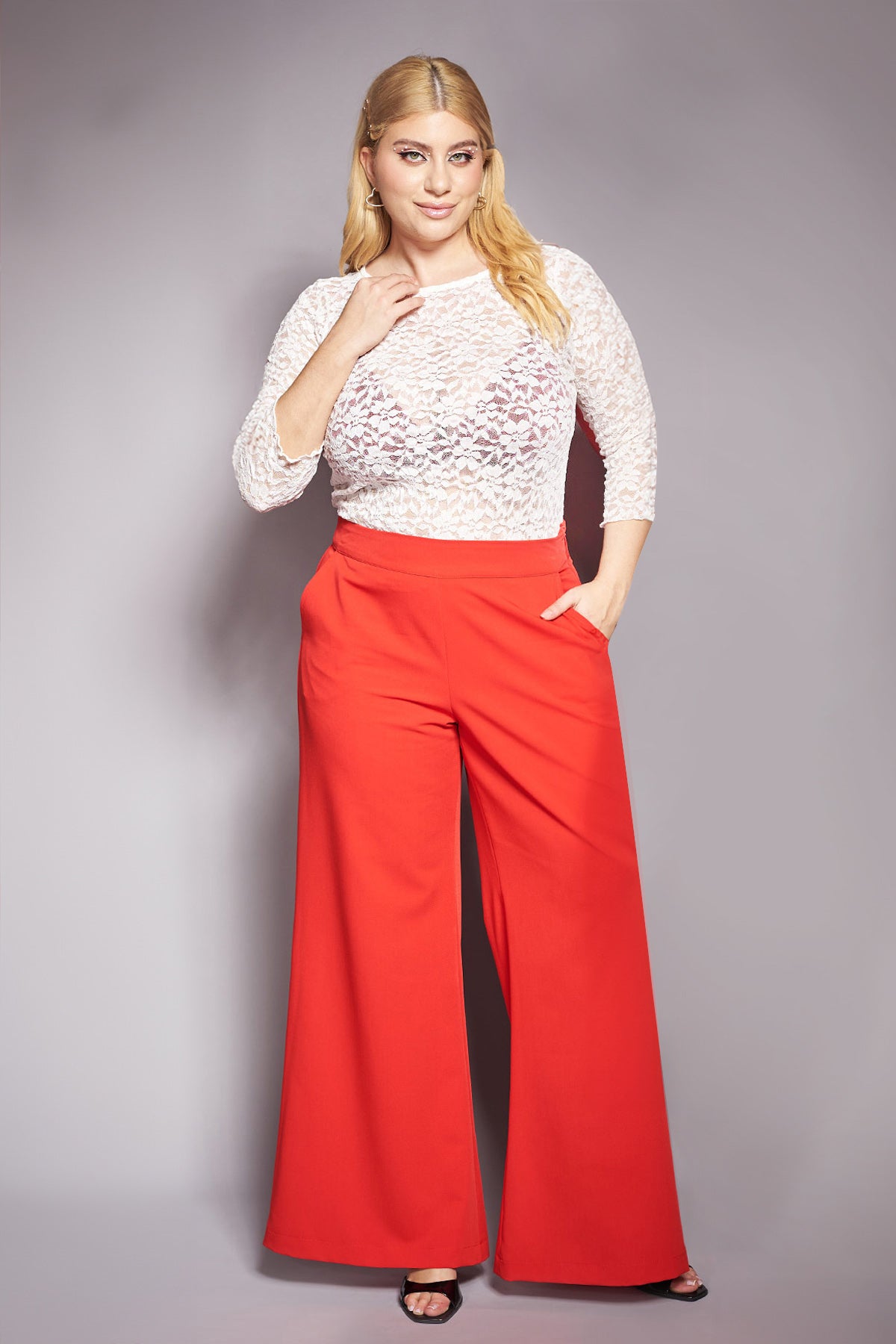 PRBT Tailored wide leg trousers - Red