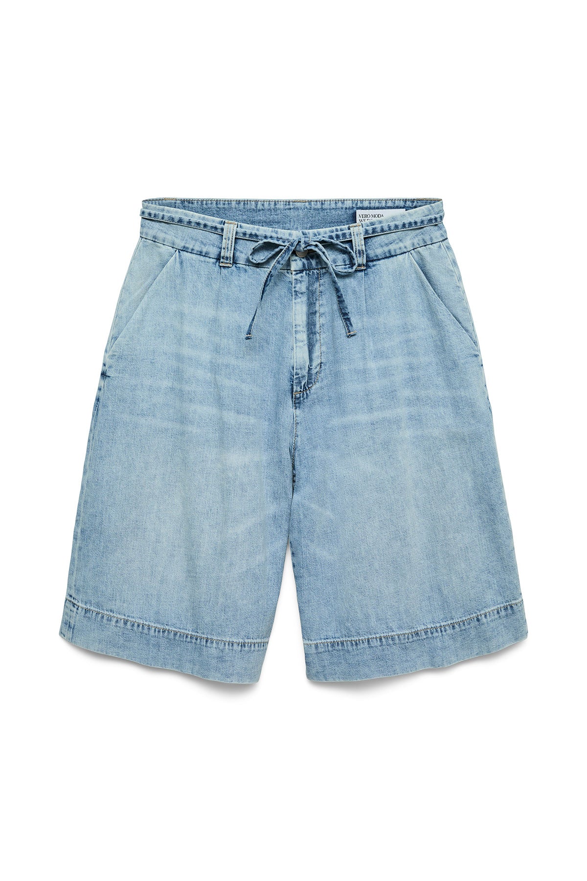High-Rise Denim Shorts with Belt VERO MODA - Blue