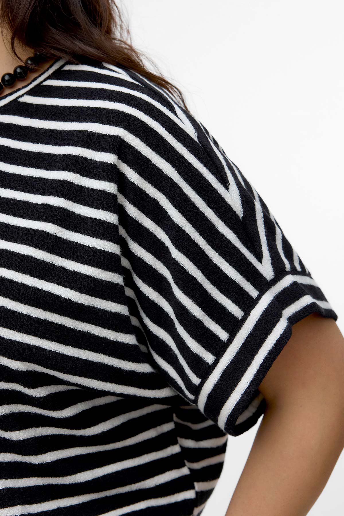Ριγέ T-Shirt από σύμμεικτο βαμβάκι VERO MODA - Μαύρο