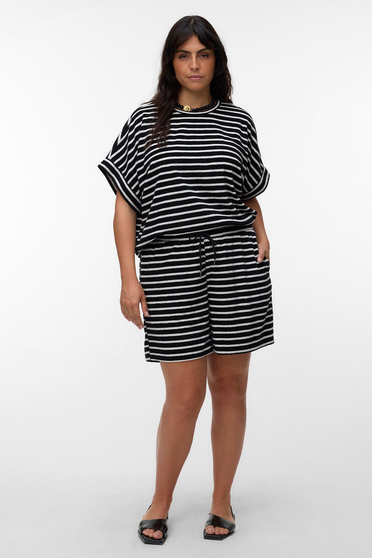 Ριγέ T-Shirt από σύμμεικτο βαμβάκι VERO MODA - Μαύρο