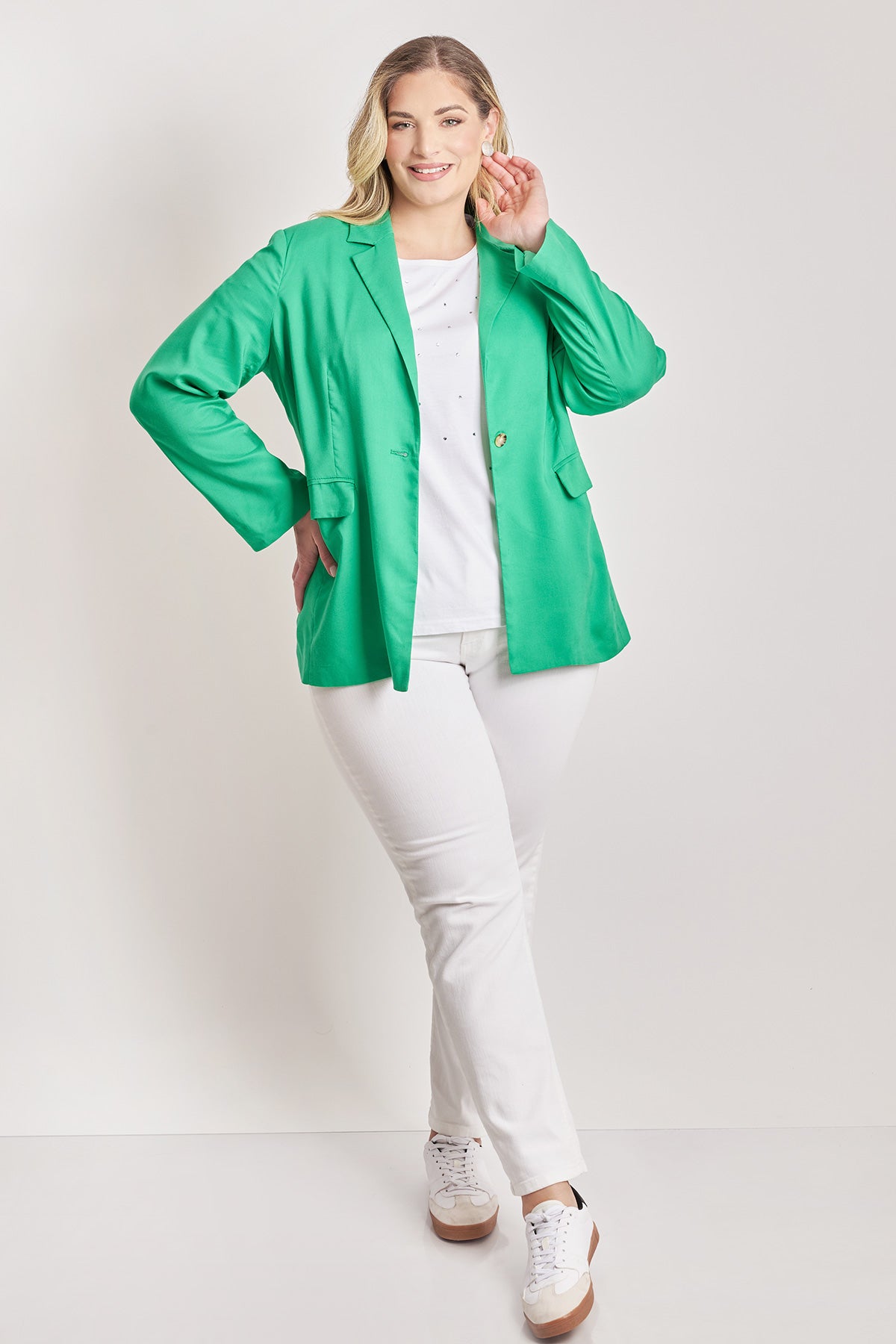 Linen blend blazer - Green