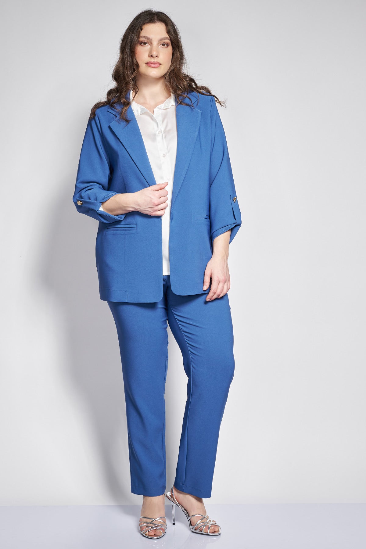 Satin Shirt with Jewel Buttons - Ecru