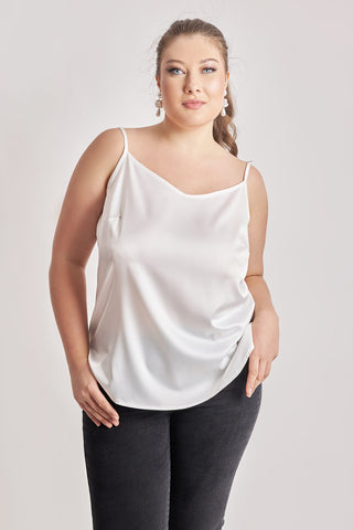 Satin top with straps - White