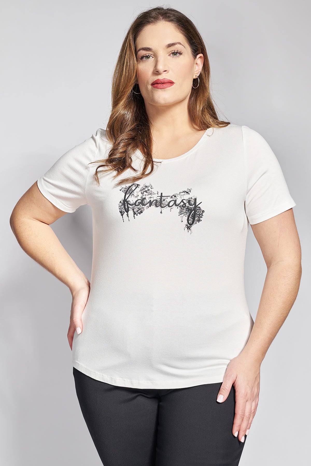 T-Shirt με τύπωμα Fantasy - Άσπρο