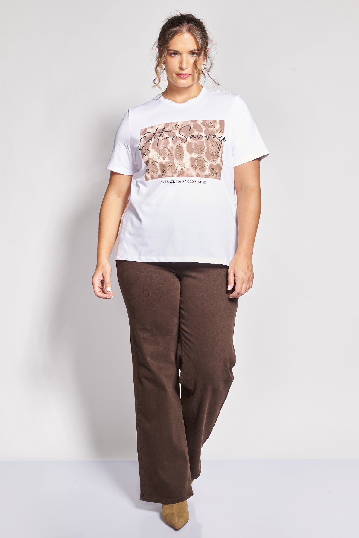 T-shirt βαμβακερό με στάμπα animal print - Άσπρο