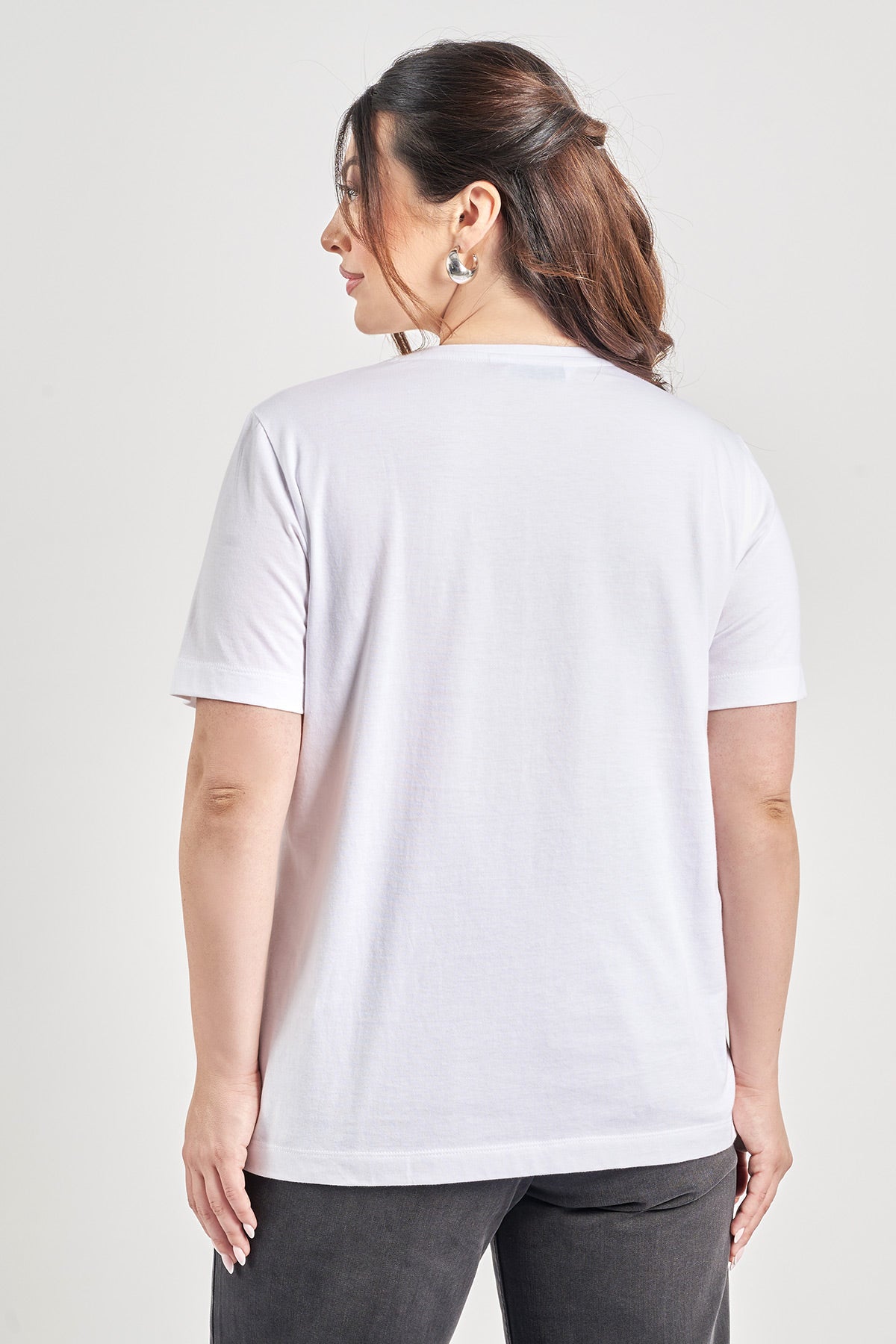 Cotton T-shirt with studs - White
