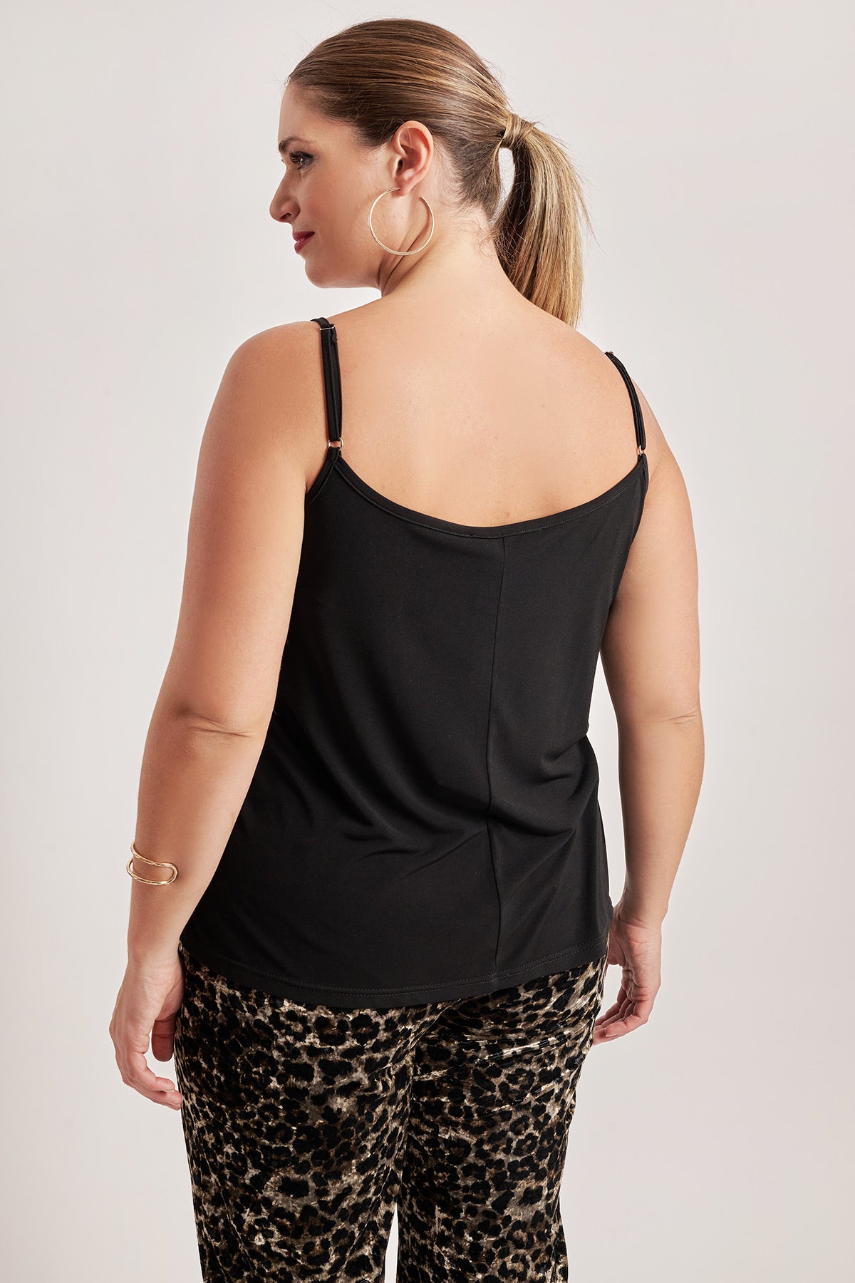 Top with animal print details - Black