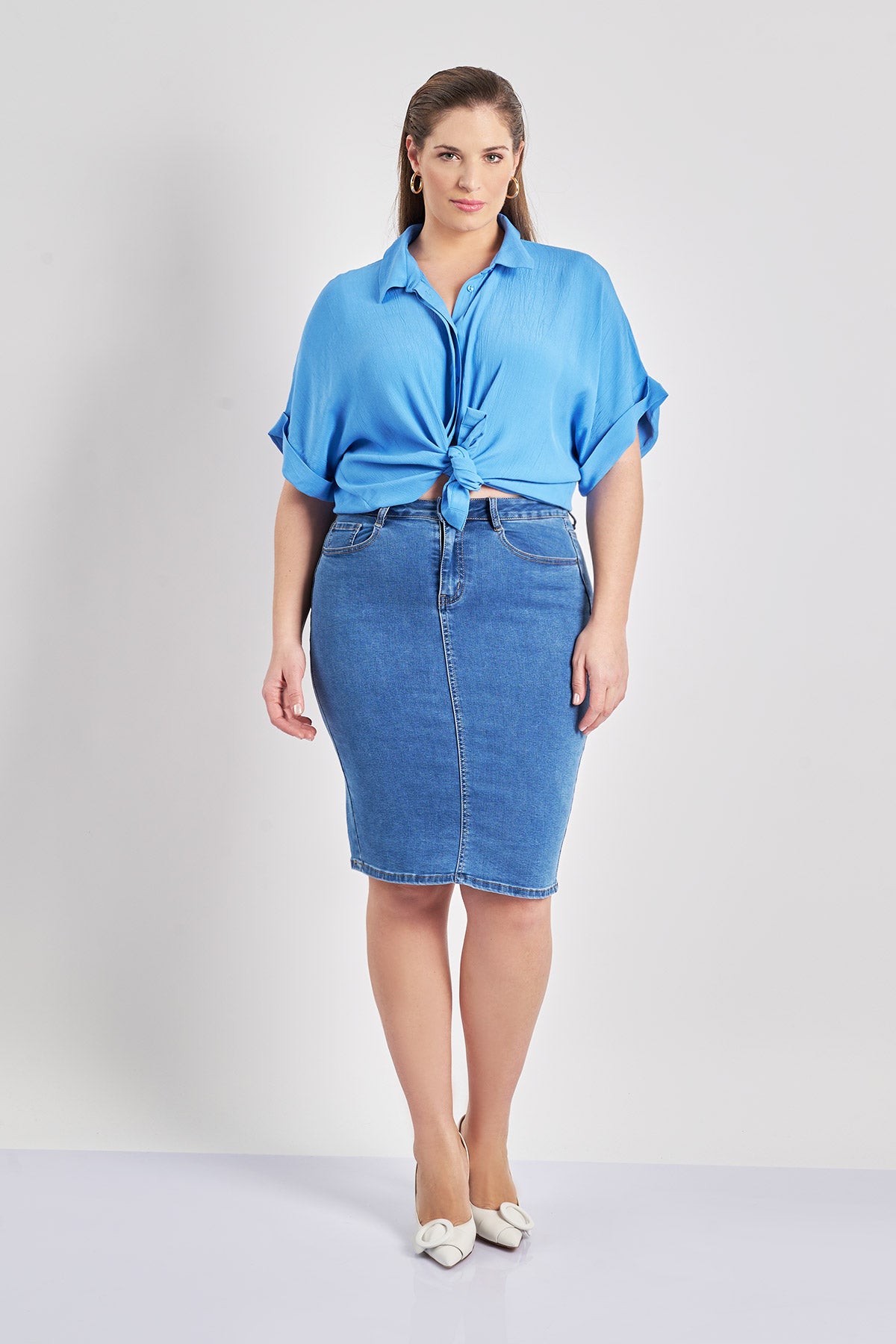 Midi jeans pencil skirt - Blue