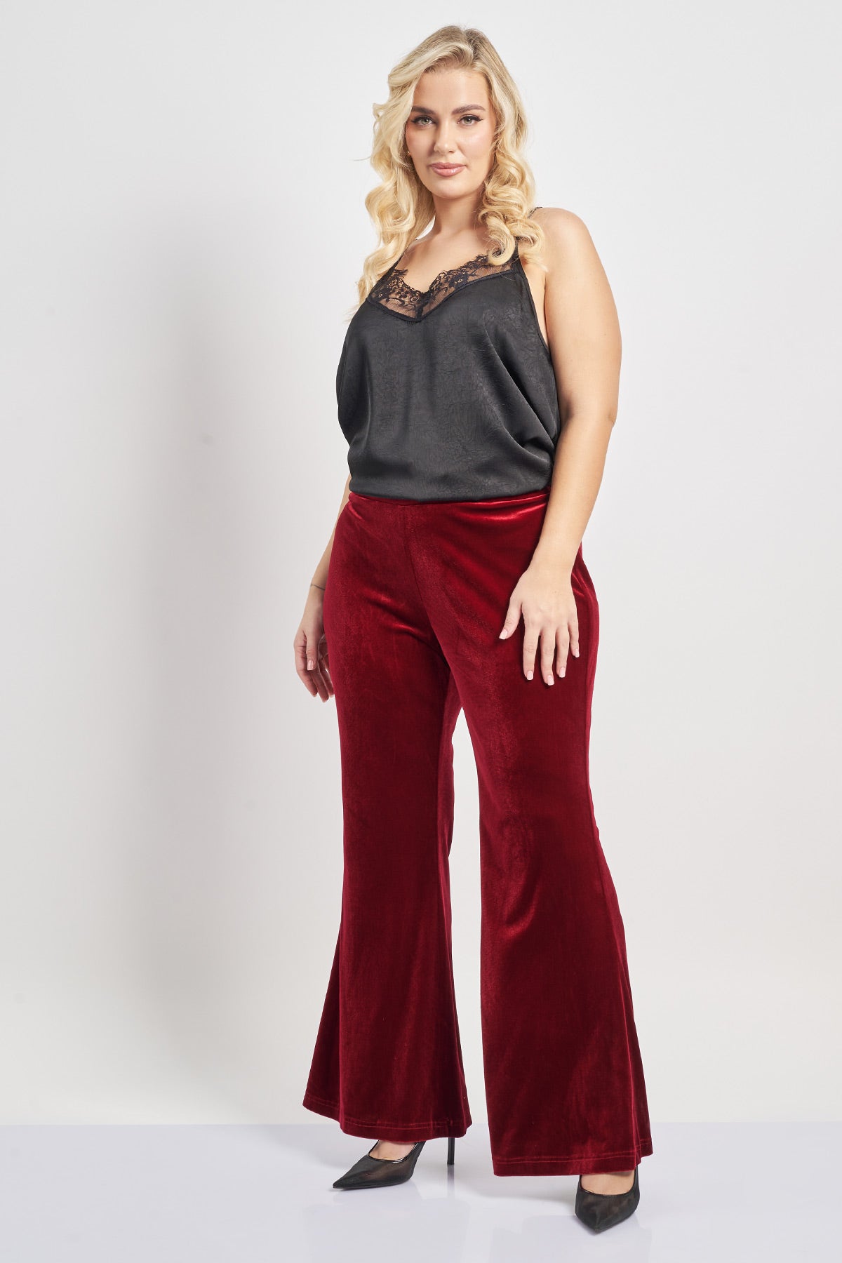 Velvet flare trousers - Bordeaux