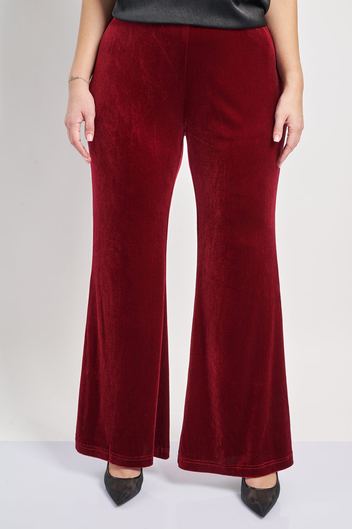 Velvet flare trousers - Bordeaux