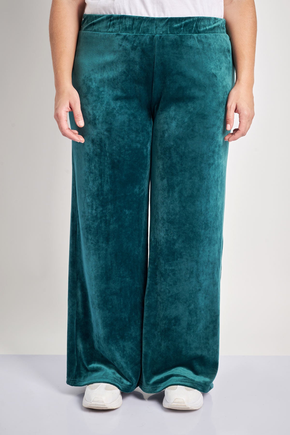 Velour Wide Leg Pants - Green