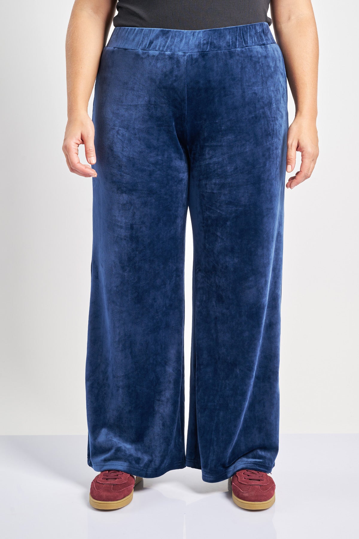Velour Wide Leg Pants - Blue
