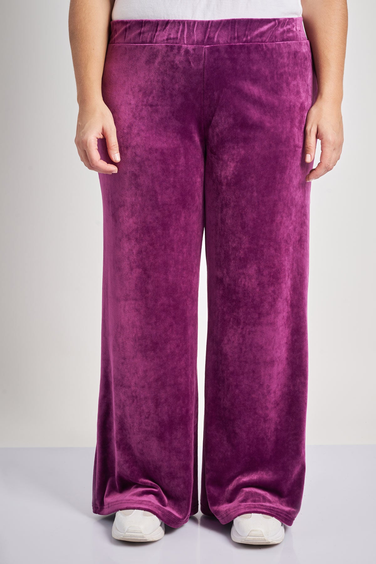 Velour Wide Leg Pants - Purple