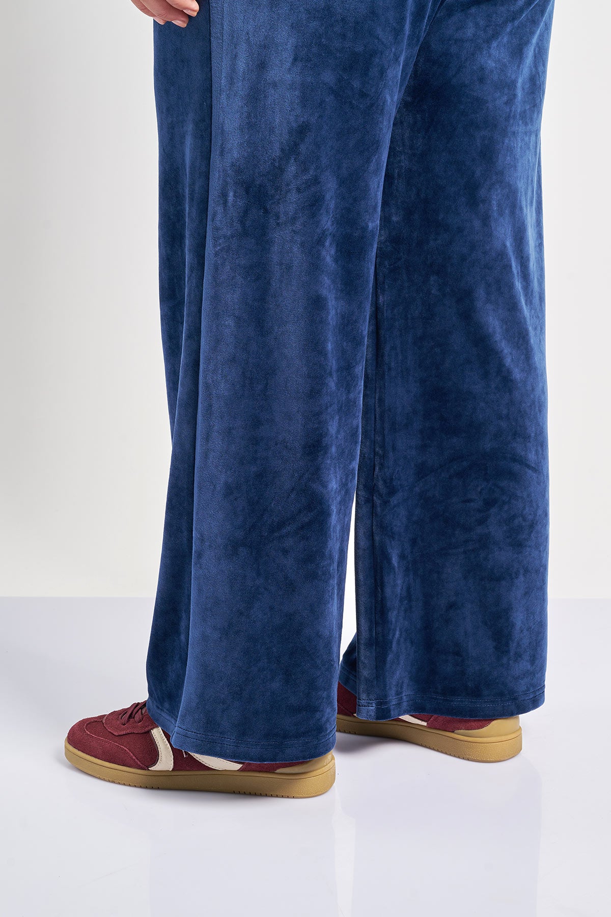 Velour Wide Leg Pants - Blue