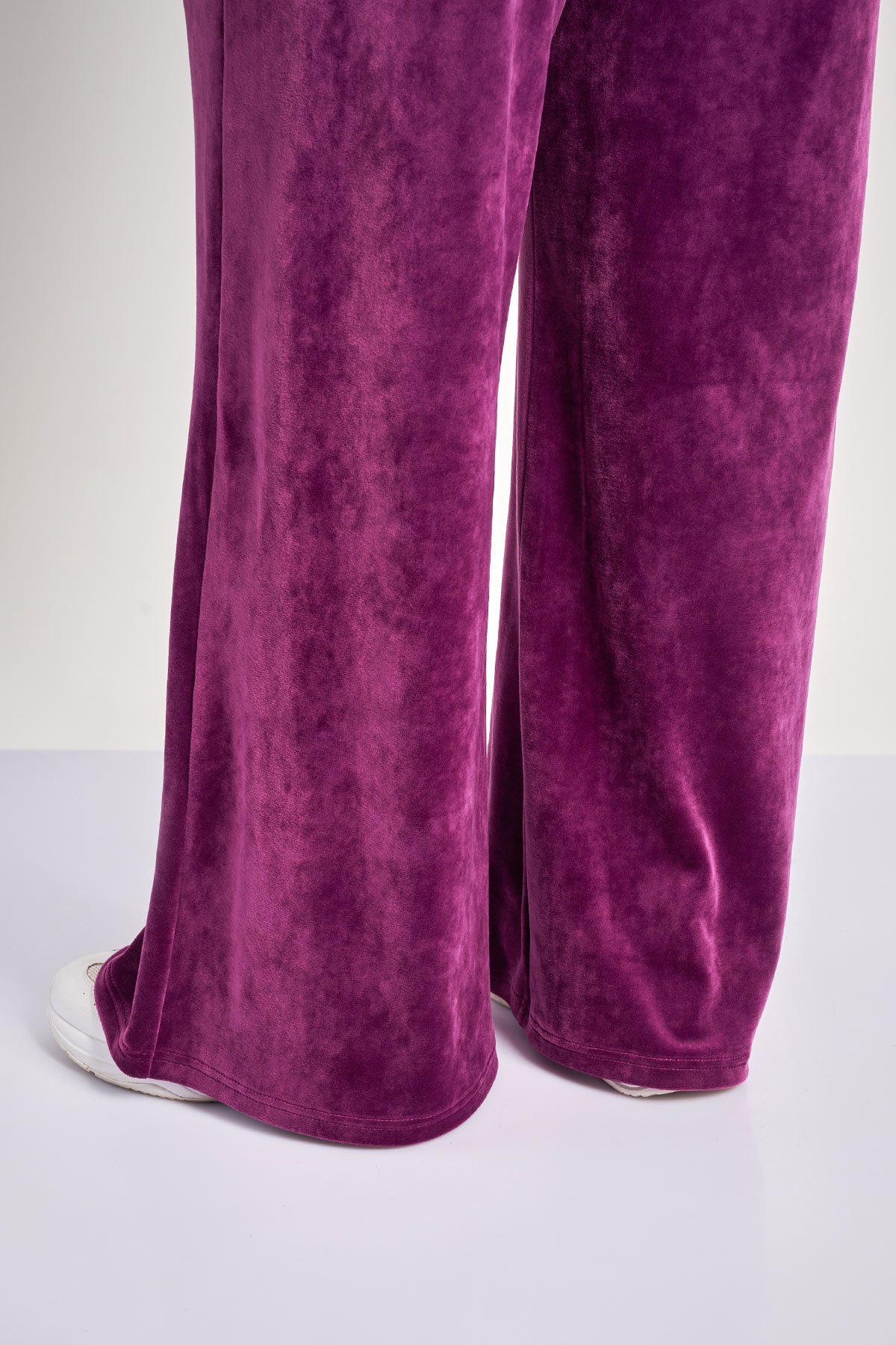 Velour Wide Leg Pants - Purple
