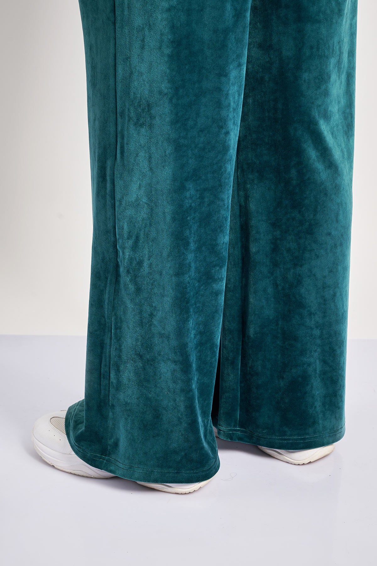Velour Wide Leg Pants - Green