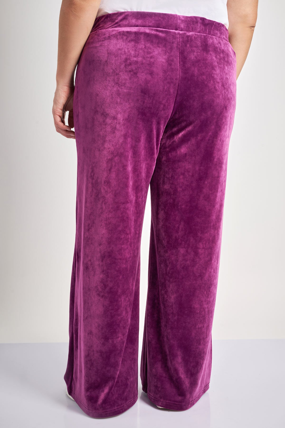 Velour Wide Leg Pants - Purple