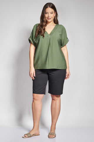 Gabardine Bermuda Shorts - Black