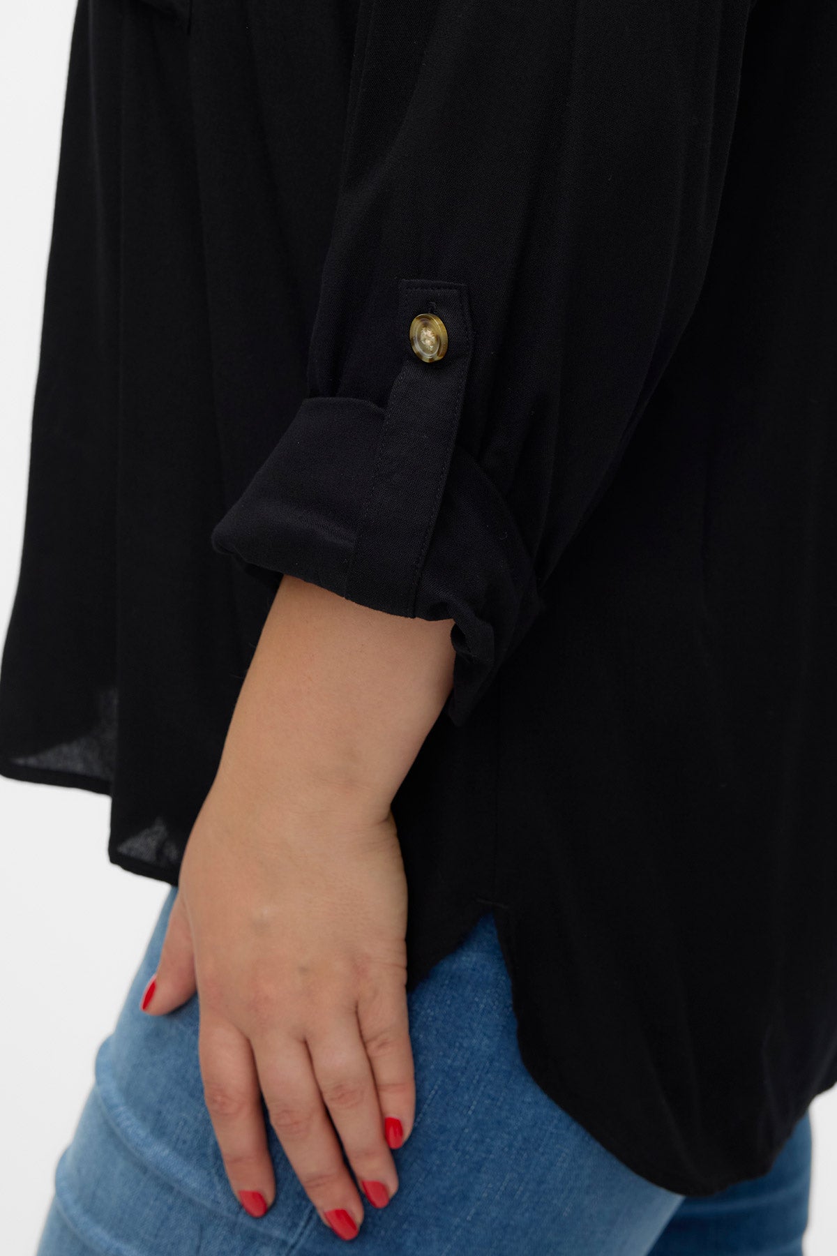 VERO MODA Shirt with tartaruga buttons - Black