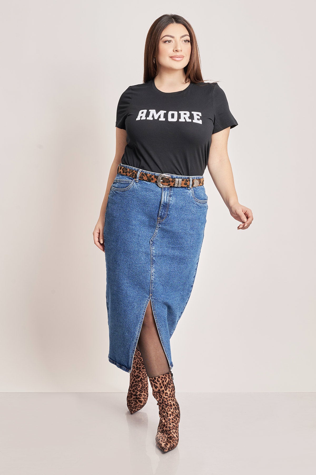 VERO MODA Τζιν φούστα με σκίσιμο - Μπλε