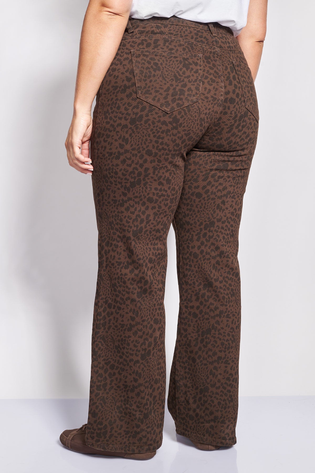 Wide Leg τζιν παντελόνι σε animal print εμπριμέ - Καφέ