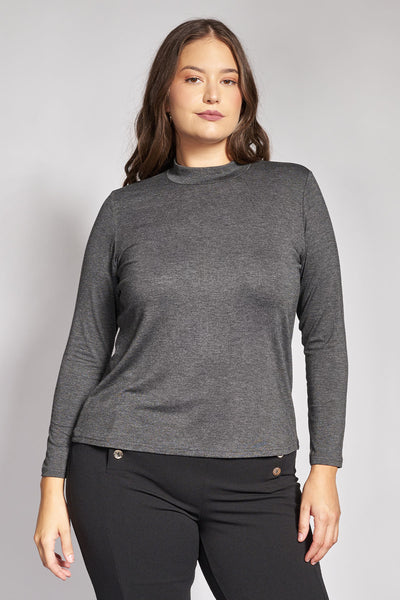 Μακρυμάνικη μπλούζα με ημιζιβάγκο - Ανθρακί