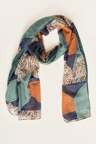 Scarf in abstract geometric pattern - Green
