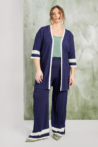 Knit embossed trousers - Blue